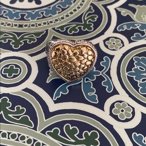 Two tone gold and .925 sterling silver heart ring